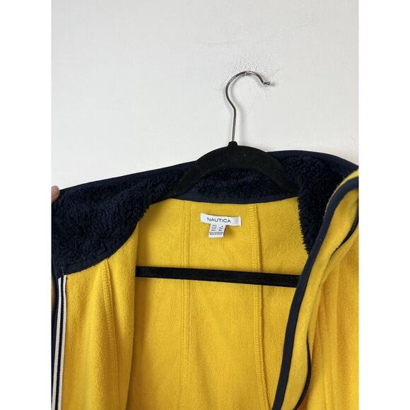 Nautica yellow navy zip up fleece sz L - Picture 6 of 9